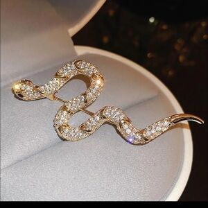 Snake Brooch with Sparkling Crystals